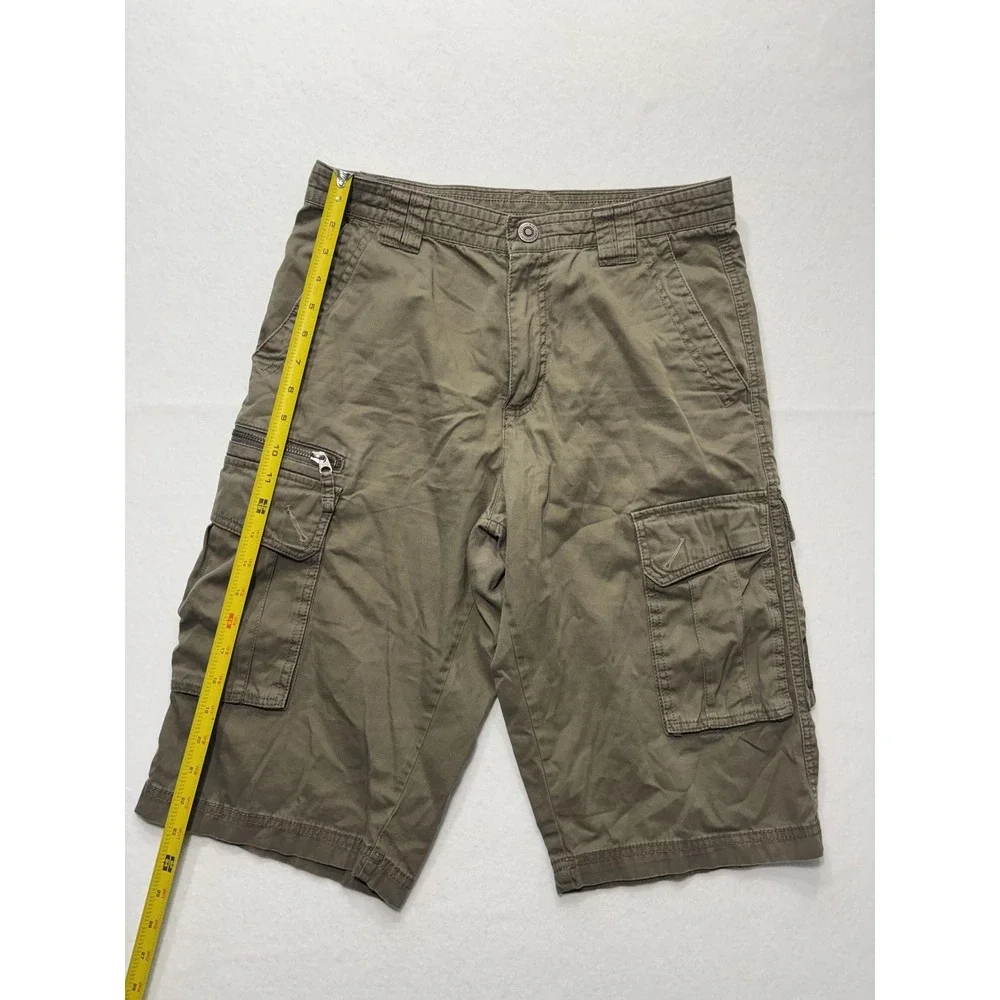 Columbia Cargo Shorts Mens 30 Green Canvas Relaxed Fit Zip Pocket Hiking Outdoor